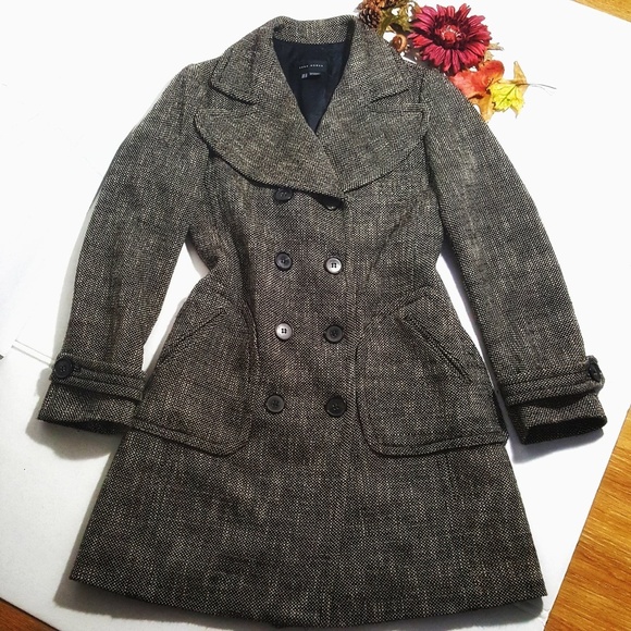 Zara Jackets & Blazers - Zara Women Tweed Double Breasted Coat Size M